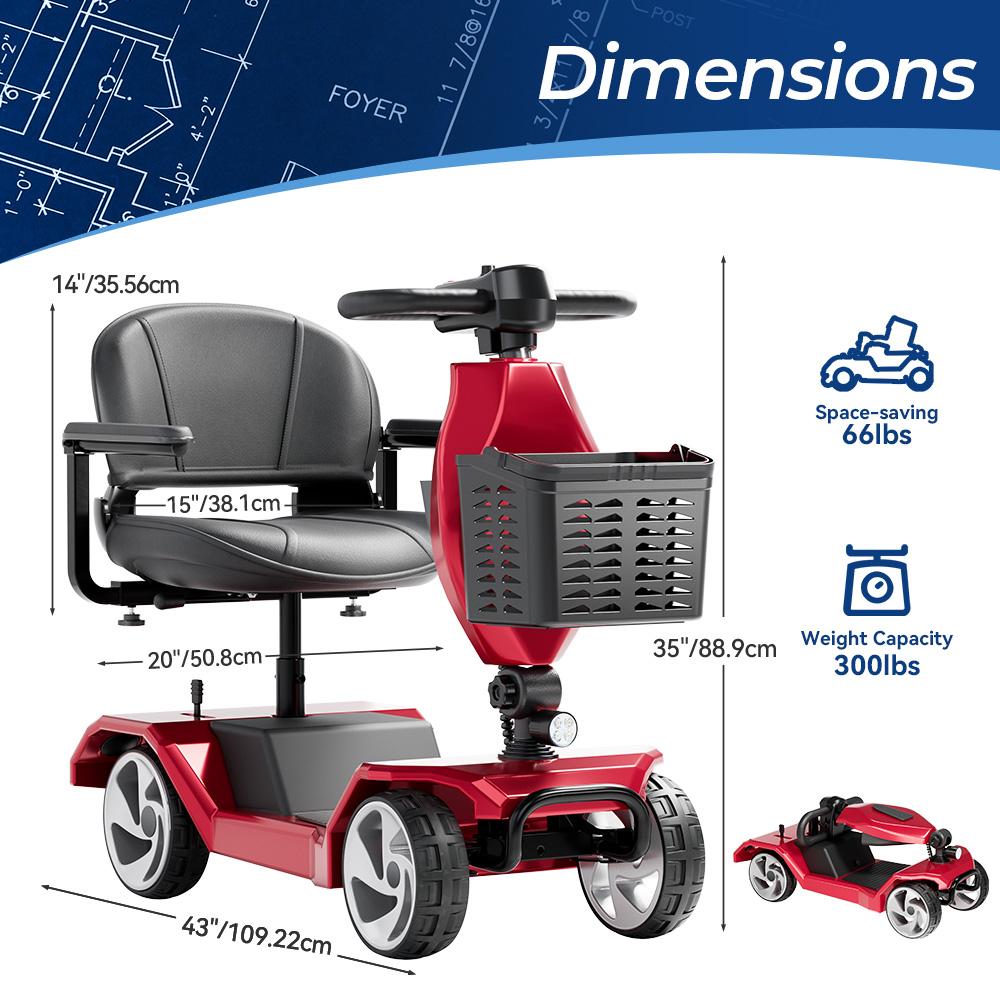 HOMYKING Adult Foldable Four Wheel Electric Scooter with Detachable Basket & Charger Maximum 270 lbs Capacity Compact Design for Easy Storage Christmas Gifts Black Friday Specials