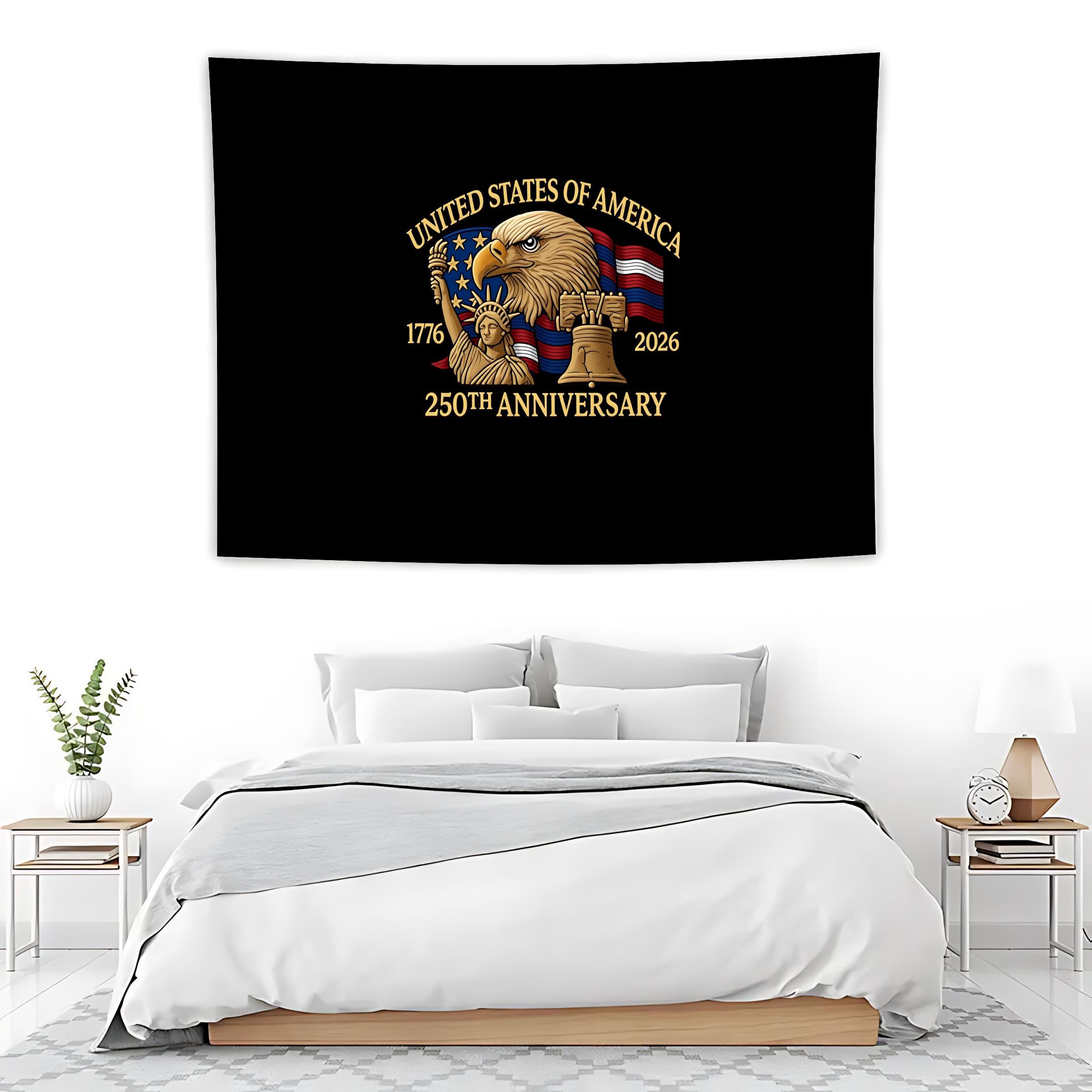 Statue of Liberty Liberty Bell 250th Anniversary Tapestry, American Bald Eagle Wall Art, Casual Knit Style, Model Xinghao 114514