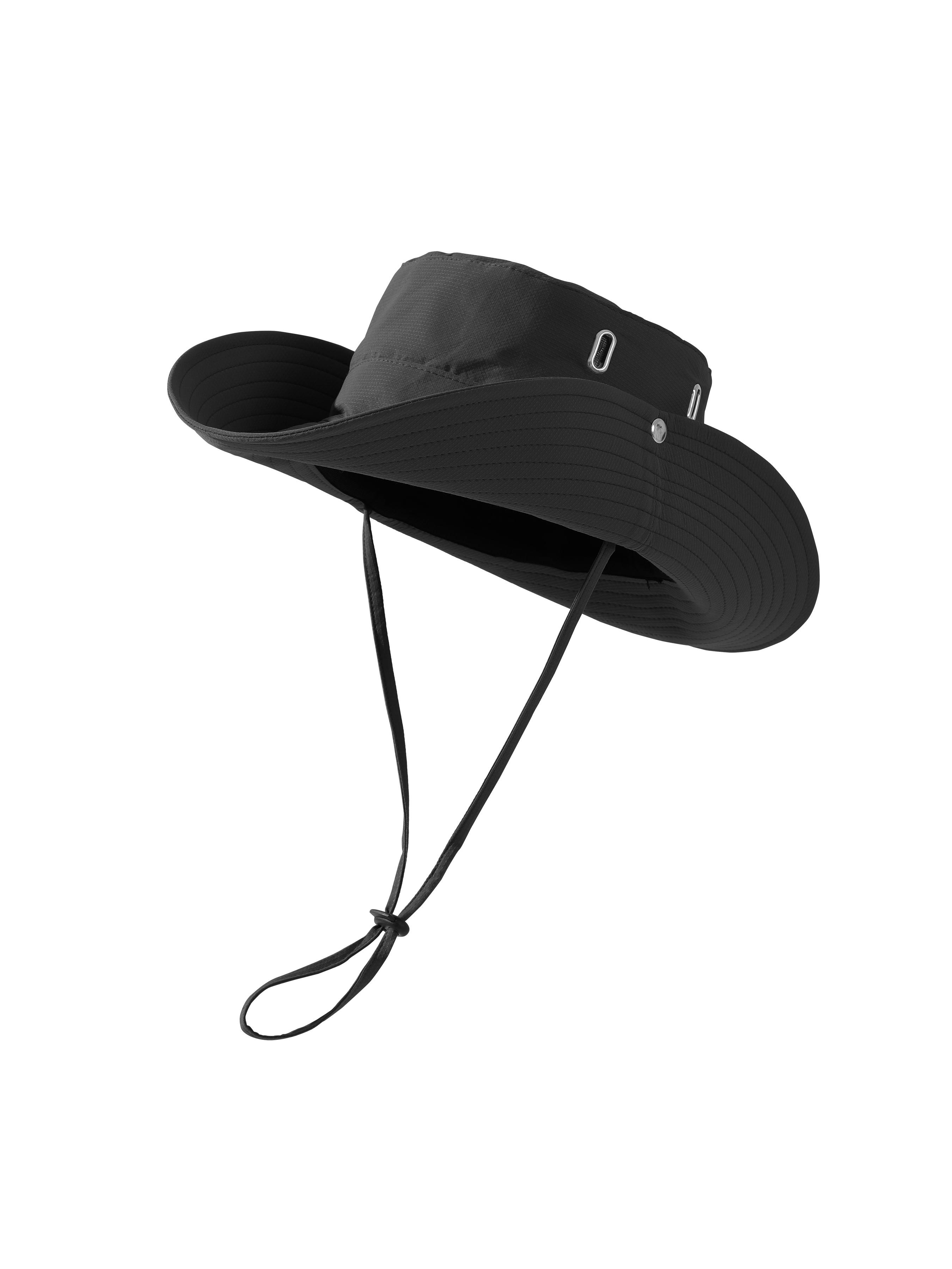 Adjustable Chin Strap Boonie Hat, Outdoor Sun Protection Fisherman Cap, 100% Cationic Polyester, Upf50+, Summer Beach, Travel Style