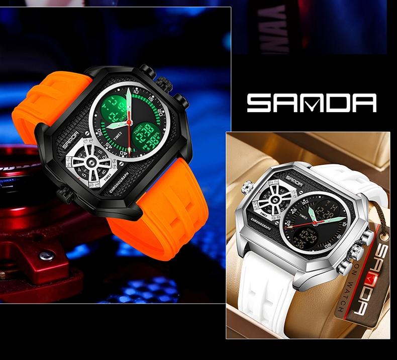 Sanda Multifunctional Digital Watch, Alloy Case, Waterproof, Luminous, Stopwatch, Alarm, Hourly Chime, Perfect Birthday Gift
