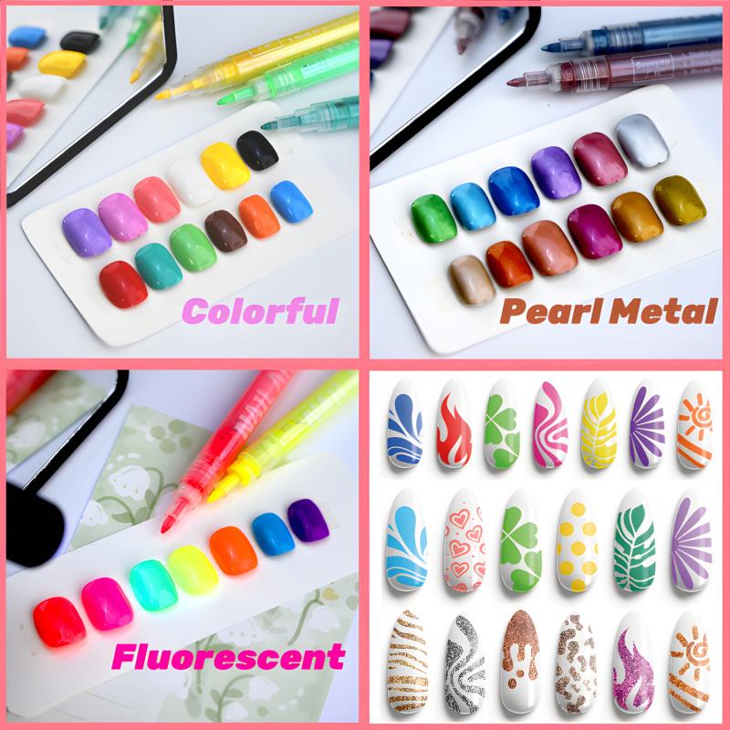 12/24/31 Colors Nail Art Pens Set, Nail Art Markers Polish Pen for 3D Nail Art, Drawing Painting Liner Brush for DIY Nail Art Beauty Adorn Manicure Tools