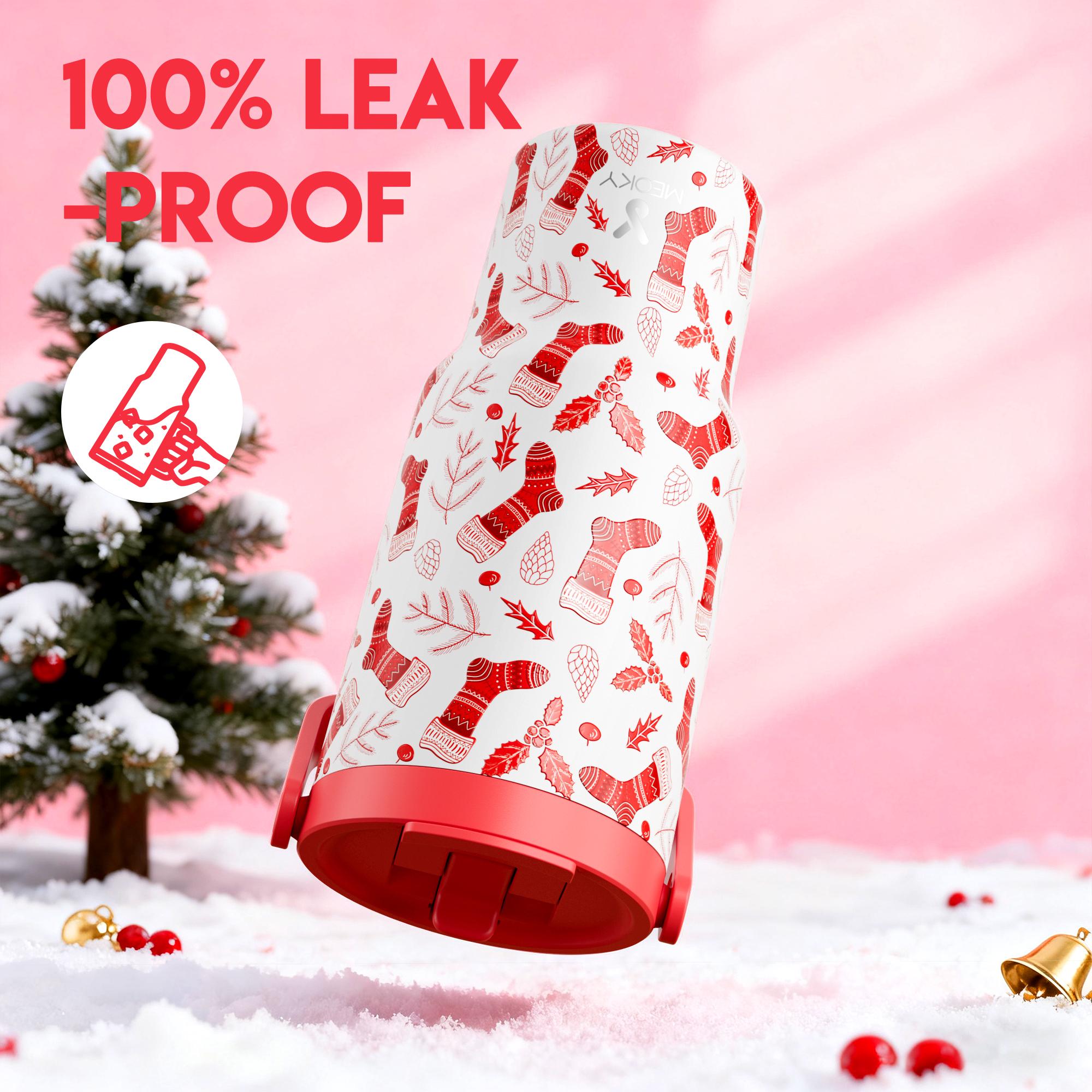 【Meoky】32oz&40oz Tumbler with Handle and Straw,Hot Water Mug, Insulated Water Bottle, Stainless Steel Travel Mug, Keeps Cold, Fits in Car Cup Holder,Christmas Gift