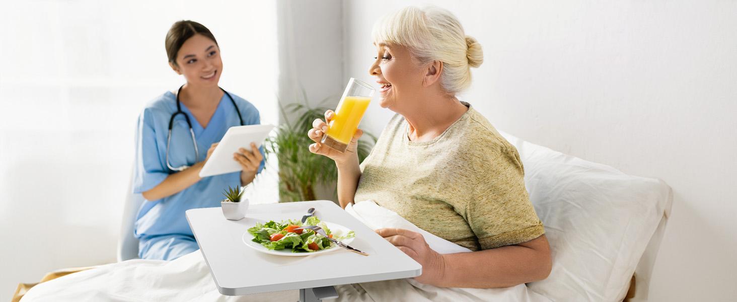 Rolling Overbed Table,Adjustable Bedside Desk with Wheels,Mobile Laptop Table for Working Studying Eating at Home or Bedside