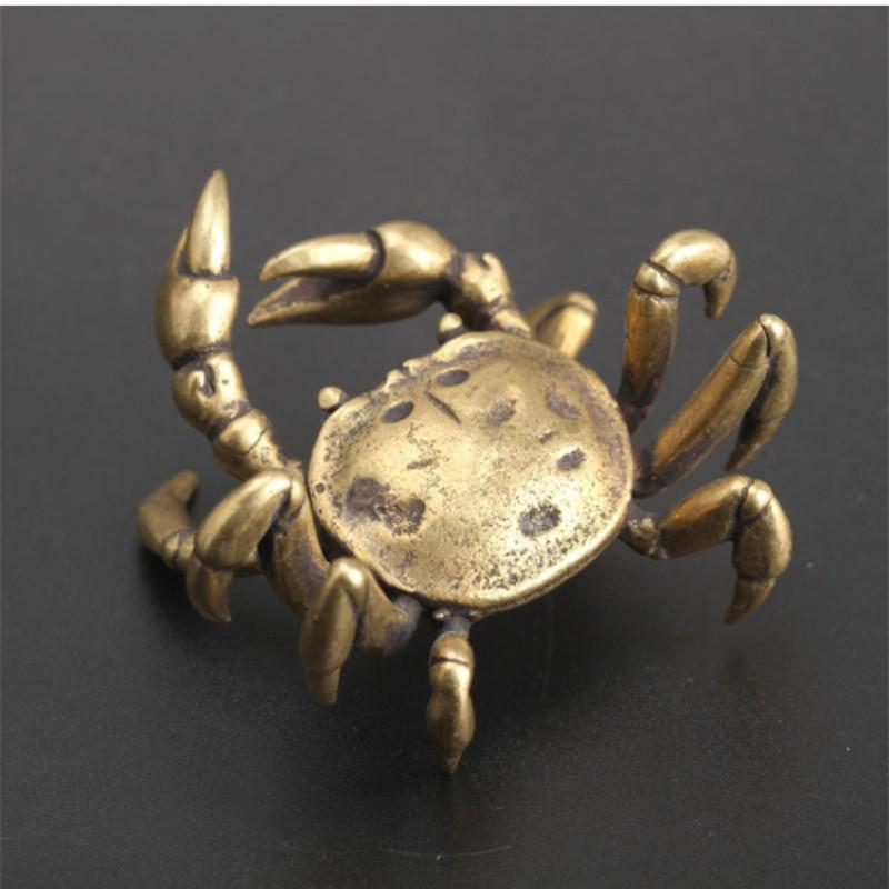 Brass Crab Desktop Ornament Model, Metal 3D Ocean Creature Statue, Decorative Craft Item, Unique Home Decoration Piece