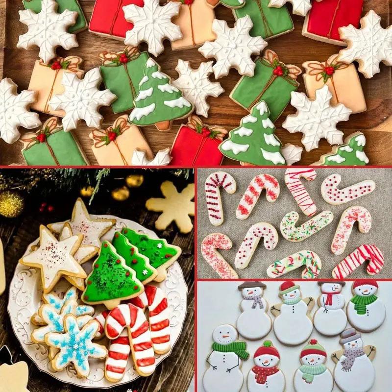 3-piece set of Christmas themed cartoon cookie molds, with fun designs and 3 cute styles to choose from; High quality stainless steel material, specially designed for home baking, essential for Christmas cookies, creating a festive atmosphere dessert.