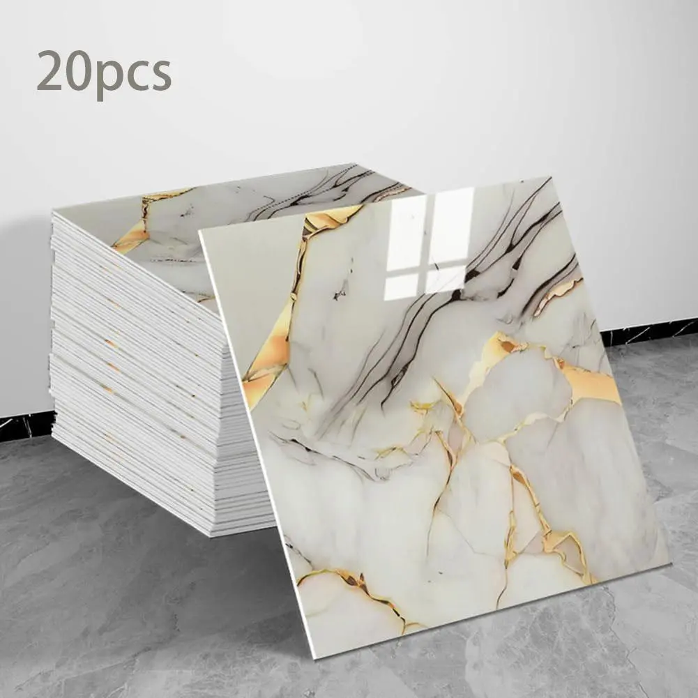 Latest 20-piece limestone tiles and adhesive countertop decorative panels, 11.8"x11.8" waterproof polyvinyl chloride shower wall panels, self-adhesive tiles suitable for perfect home decoration in bathrooms, kitchens, and bedrooms.