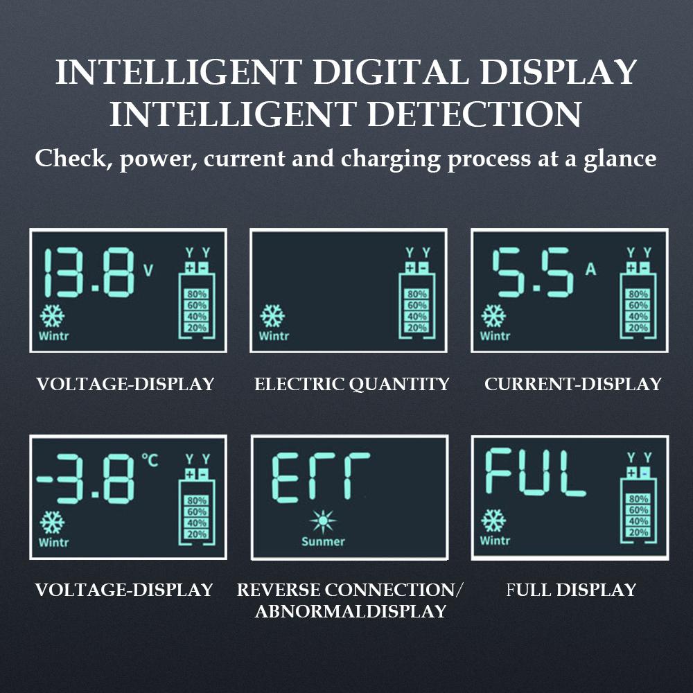 12V 6a Pulse Repair Charger for Cars & Motorcycles, LCD Battery Display, Magnetic Material, Auto Switch Mode, Overcharge Protection