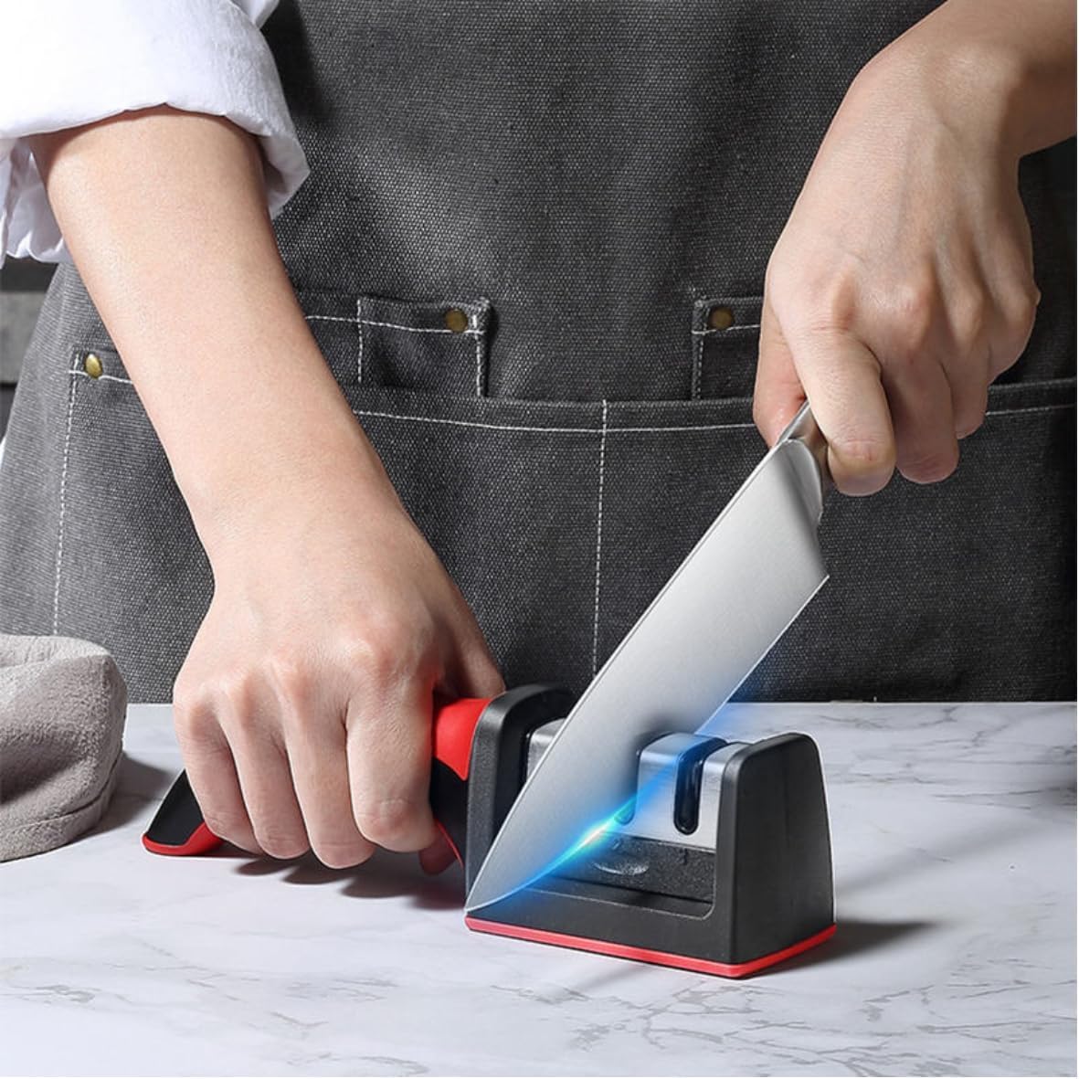 Professional 4-in-1 Kitchen Knife Sharpener for Women – Best Professional 4-Stage Tool Kit for Razor Sharp Knives | Highest-Rated, Top Ten Smart Sharpener Gadget for Safe, Easy, Precision Sharpening