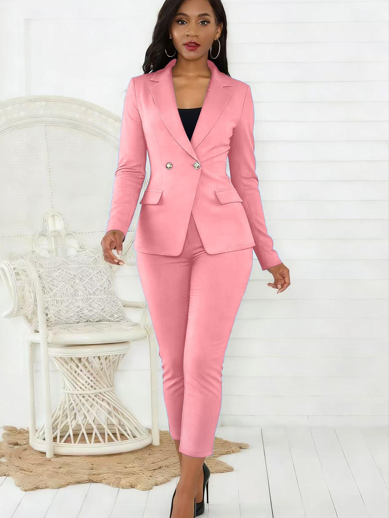 Women's Business Style New Arrival 2-Piece Set Casual Elegant Fashion Long Sleeve Blazer & Seven-Quarter Pants Suit M2631