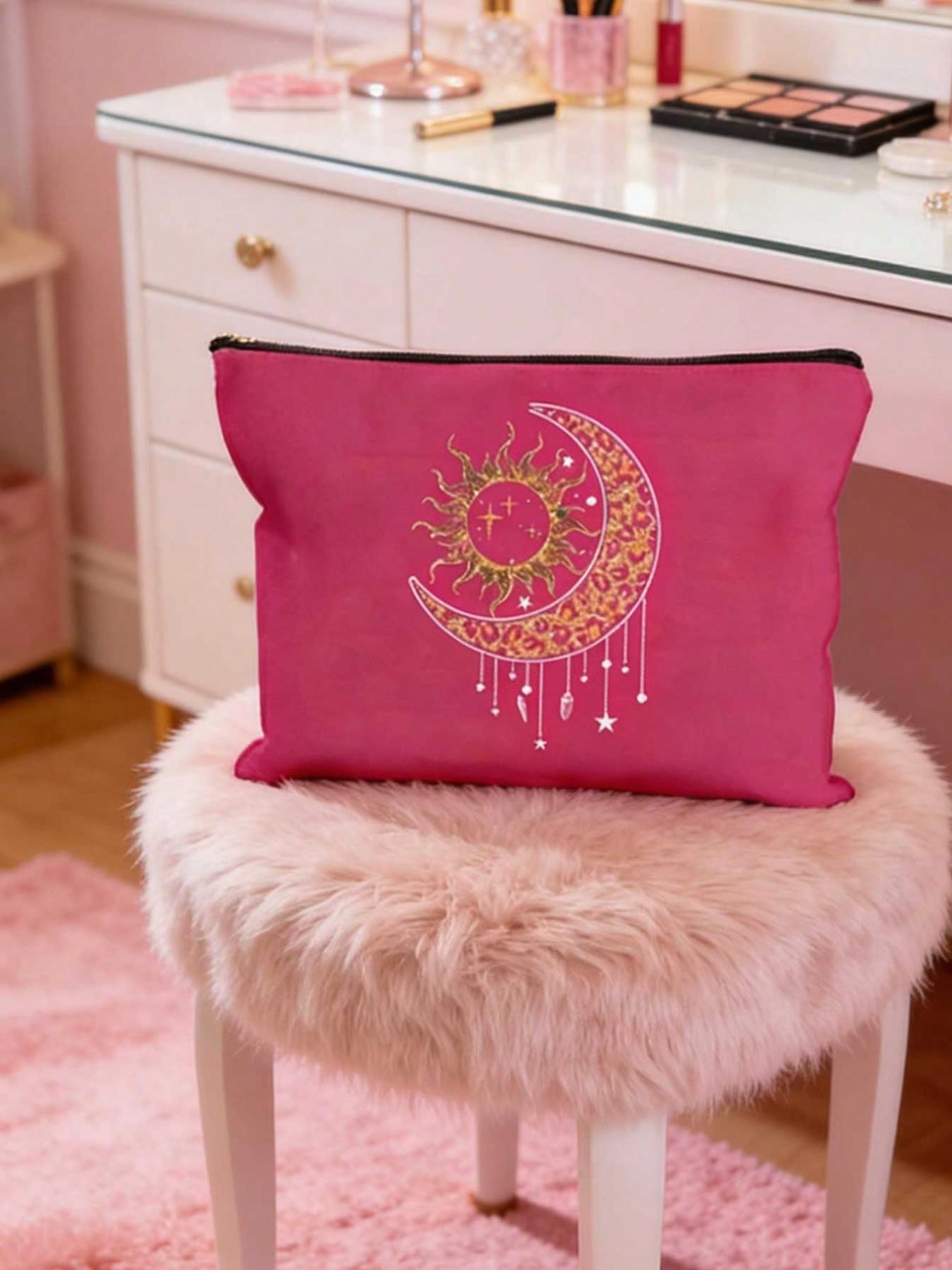 Ramadan Makeup Bag - Eid Gift, Multi-color Non-woven Storage Bag, Makeup Bag with Ramadan and Eid Patterns, Sun, Moon, and Star Designs, Foldable, Portable, and Durable Toiletry Bag