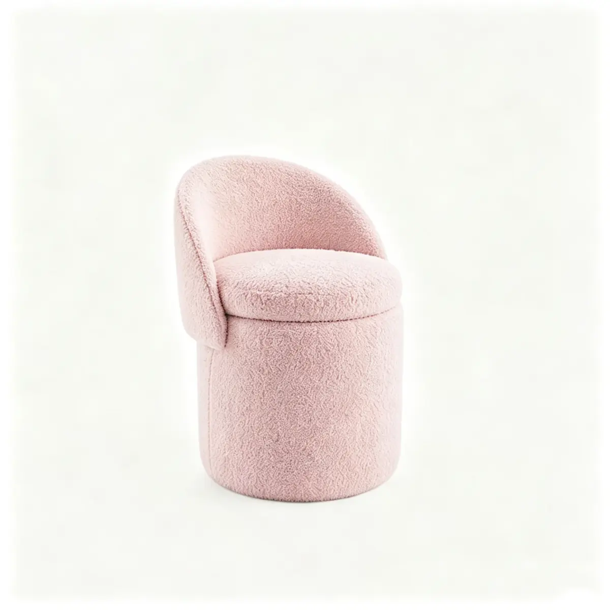 Makeup stool with Storage, Upholstered  Vanity Stool with Foldable Backrest Modern Cylindrical Footrest Stool for Living Room Bedroom,Makeup Room, Dressing