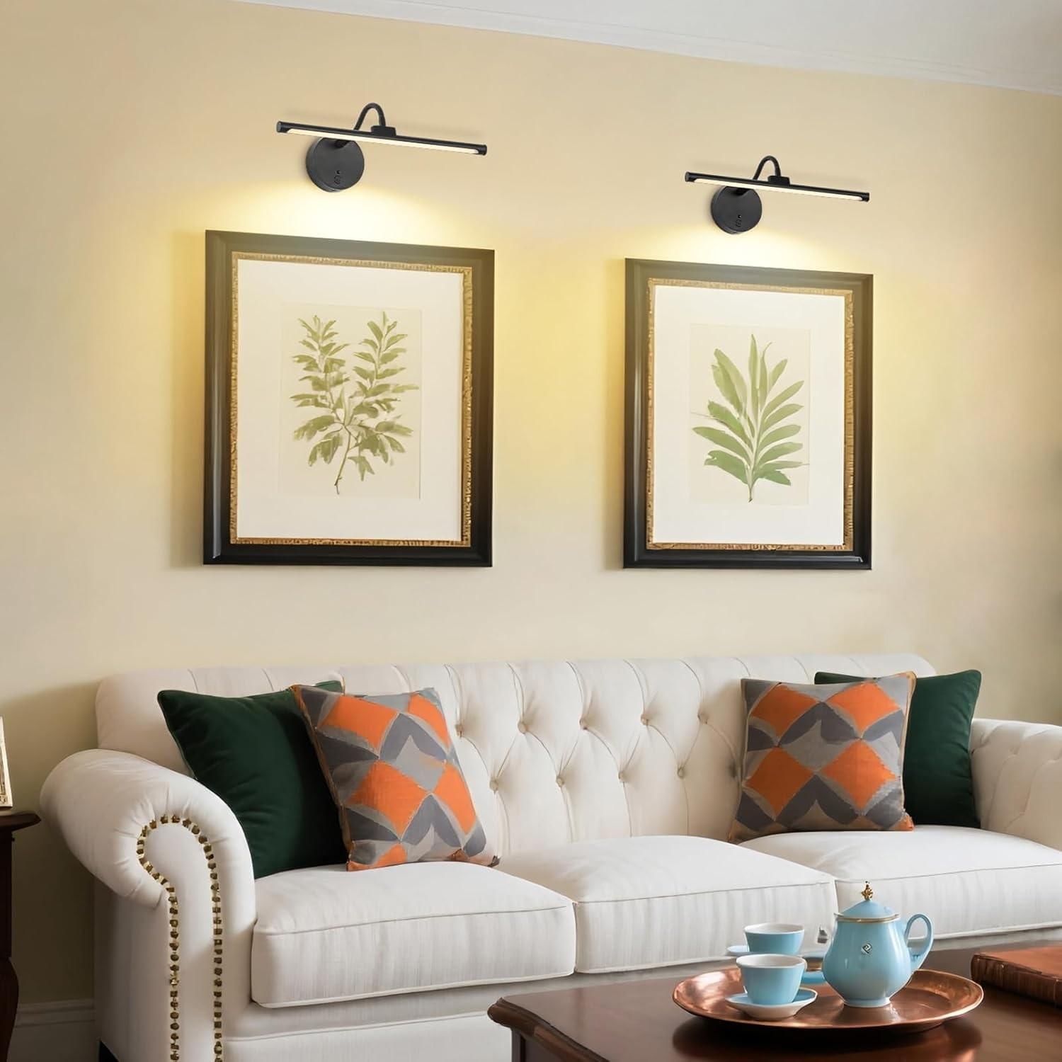 Remote Control Picture Light, USB Rechargeable Wall Lamp, Adjustable Lighting, Timer, Metal Art Lamp for Painting, Display, Gallery