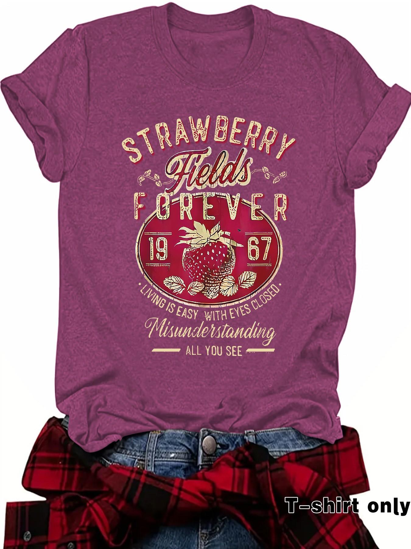 Women's Letter Print Round Neck Tee, Casual Short Sleeve Crew Neck T-shirt for Summer, Fashion Women's Top for Daily Wear
