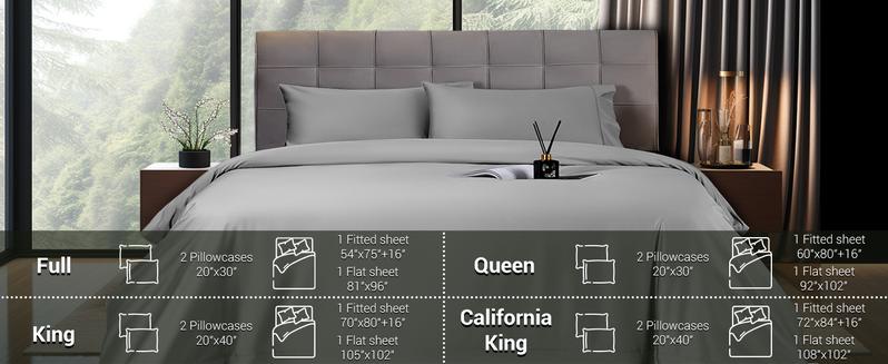 Sonoro Kate Bamboo Blend Bed Sheet Set, 4/6 Piece Set, Cooling, Silky Soft & Breathable Sheets with Deep Pockets, Machine Washable