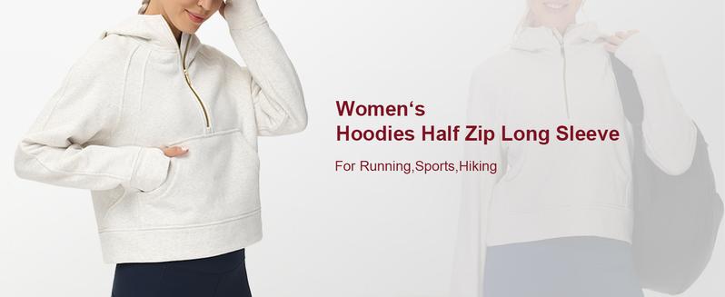 THE GYM PEOPLE Womens' Hoodies Half Zip Fleece Crop Pullover Sweatshirts with Pockets Thumb Hole  Casual Long Sleeve Tops y2k Kangaroo Activewear