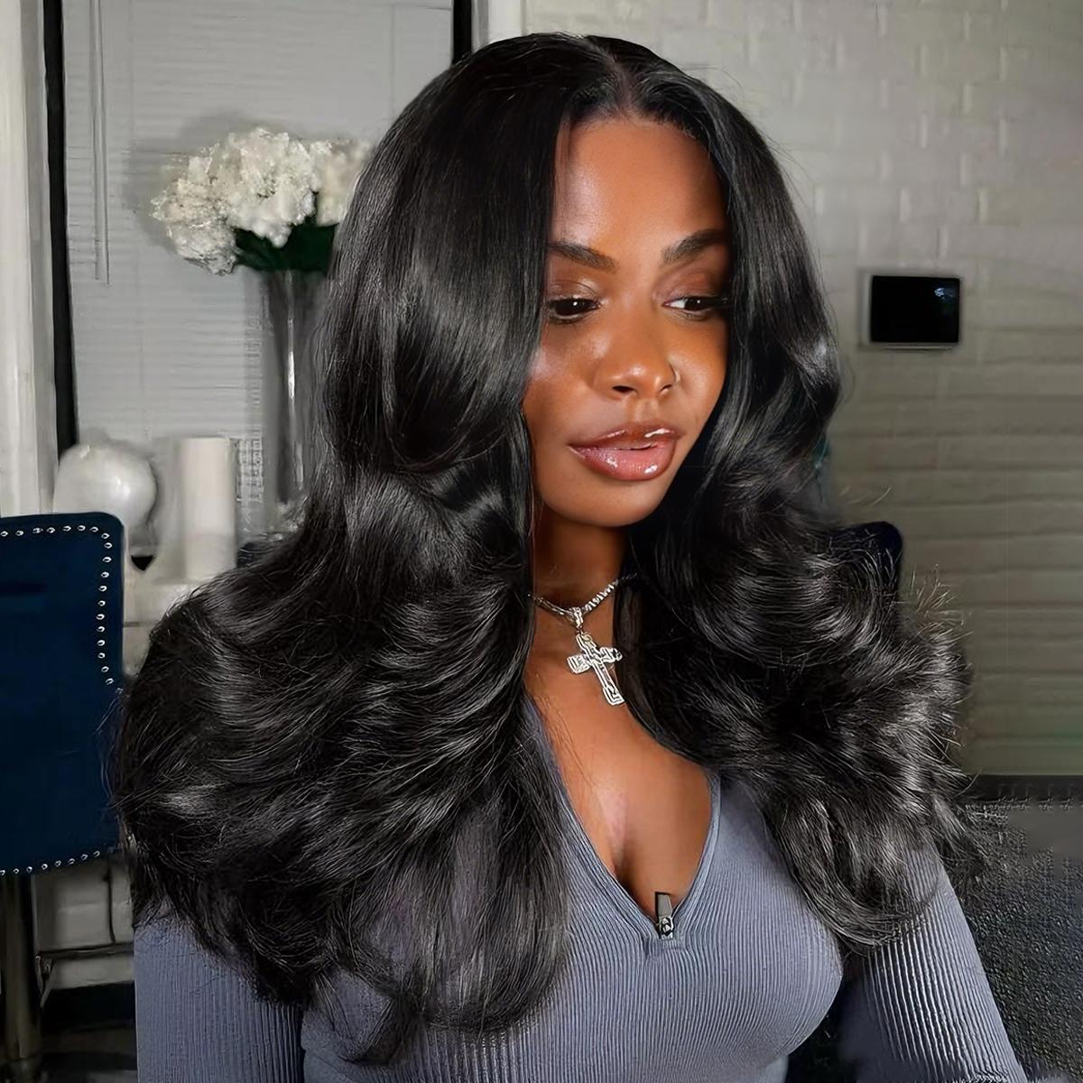 Mscoco Layered Body Wave U Part Human Hair Wig Affordable yaki Straight & Straight & Highlight U Part Human Hair Wigs Highlight 1B 22 And 1B 2 30 U Part Wig