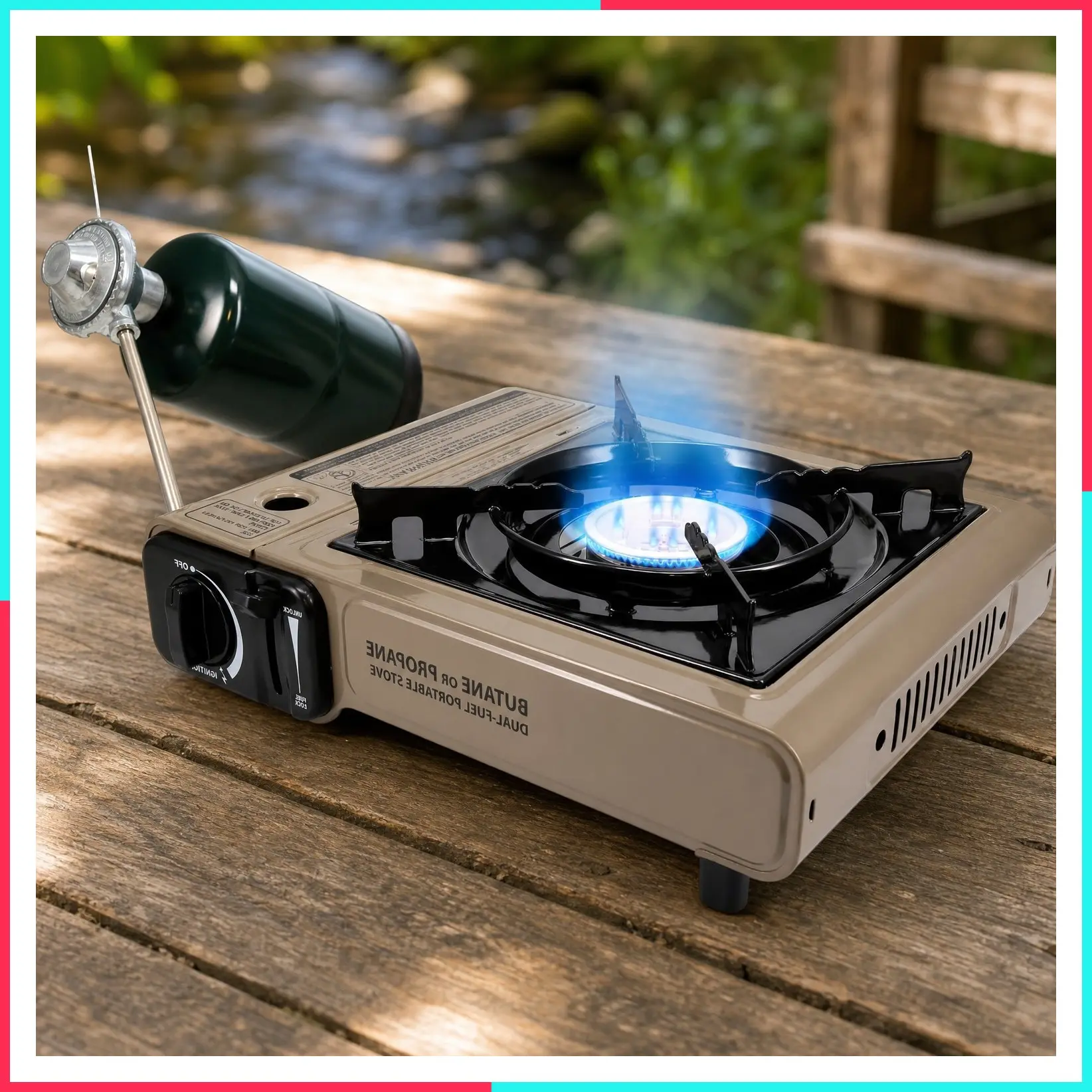 GS-3400P Dual Fuel Propane or Butane Portable Camping Stove with Carrying Case, Great for Emergency Preparedness Kit