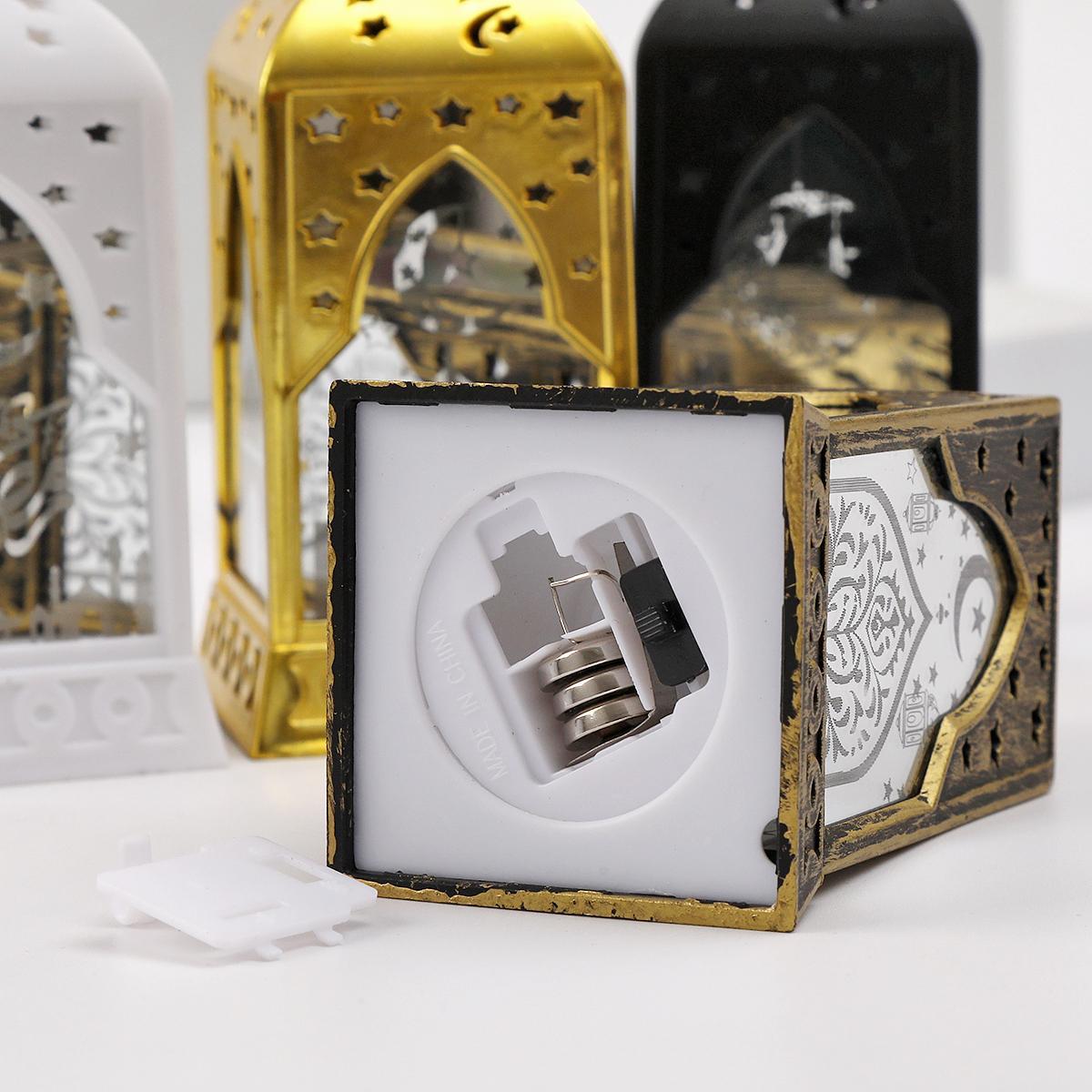 Ramadan Moon Star LED Candlestick Lights - Plastic & Glass Vintage Table Lamp for Eid Home Atmosphere Decoration