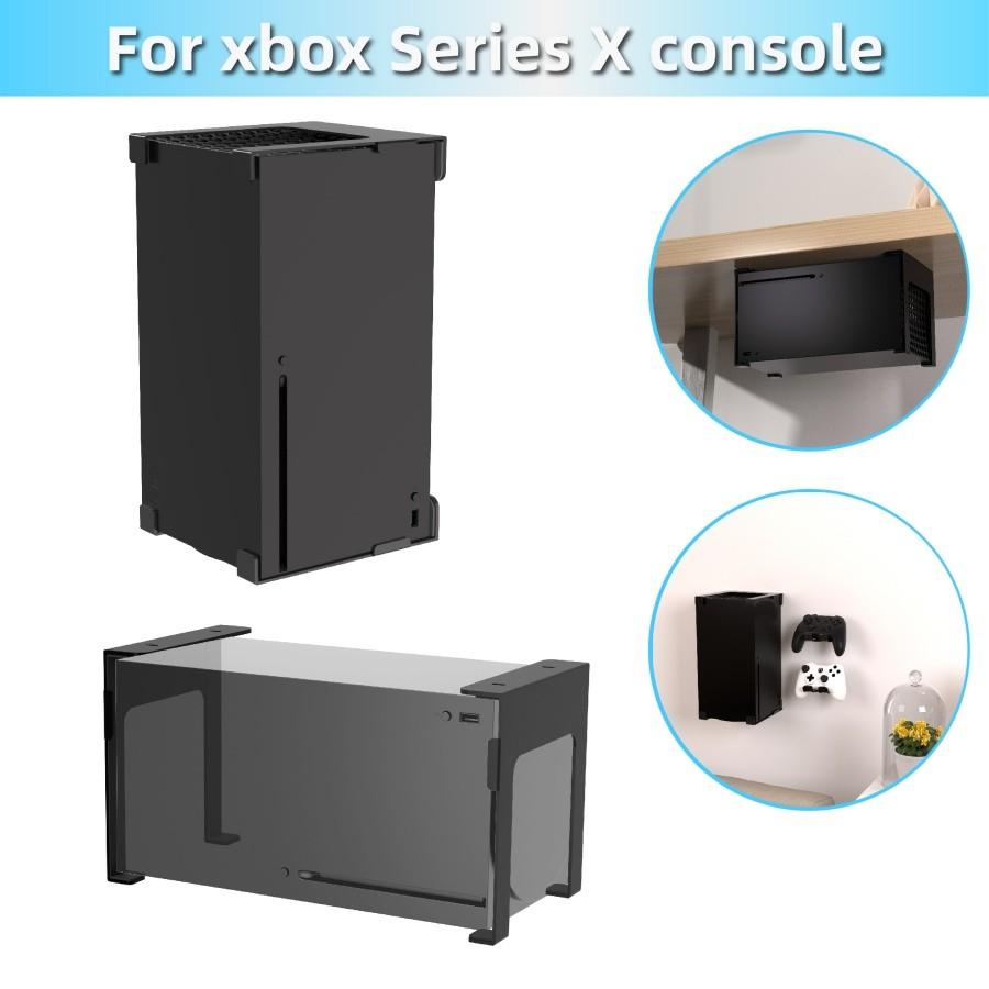 Xbox Series X Wall Mount and Under-Desk Stand with Charging, Sturdy Full Metal Console Holder with Scratch-Proof Silicone Case and Headphone Stand