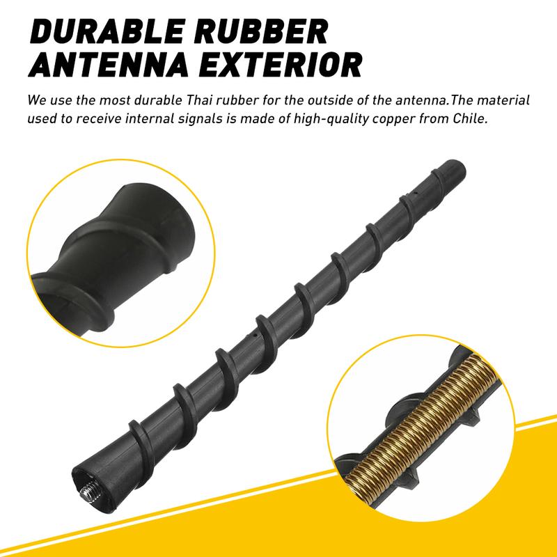 OXILAM Car Truck Spiral Antenna, 7 Inch Waterproof PVC Rubber Antenna Mast Replacement, Vehicle Radio FM AM Antennas, Flexible Short Antenna for Cars Trucks SUVs Off-Roads,Replacement Widely Compatible(with 7 Screws)