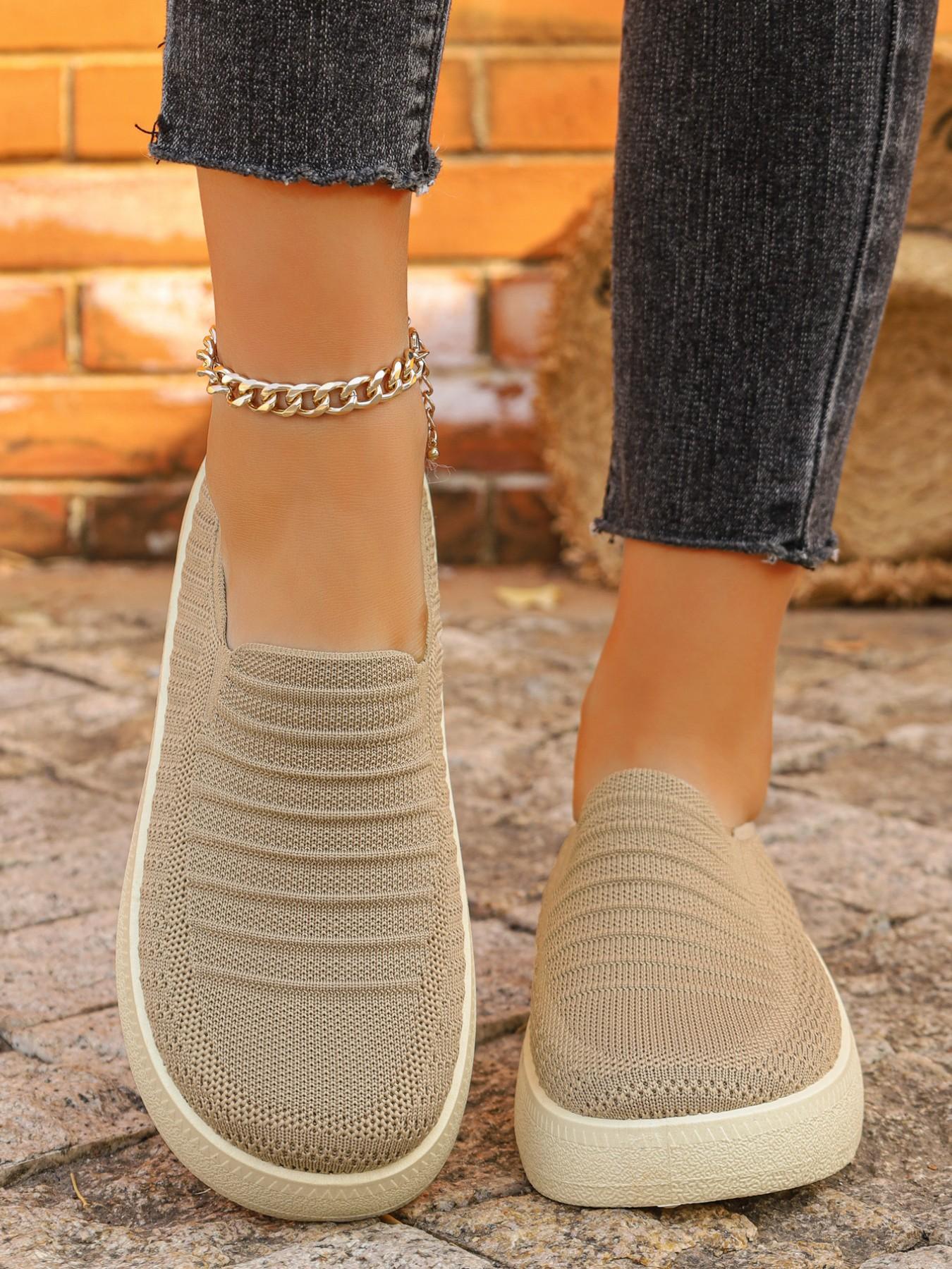 Women's Multicolor Textile Sneakers, Breathable Mesh, Thick Sole, Slip-On Design, Casual All-Season Footwear, Comfortable & Lightweight