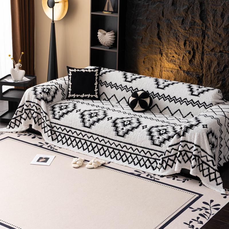 Geometric Pattern Sofa Cover, 1 Count Soft Dustproof Slipcover to Protect Couches in Living Room & Office, Home Decor