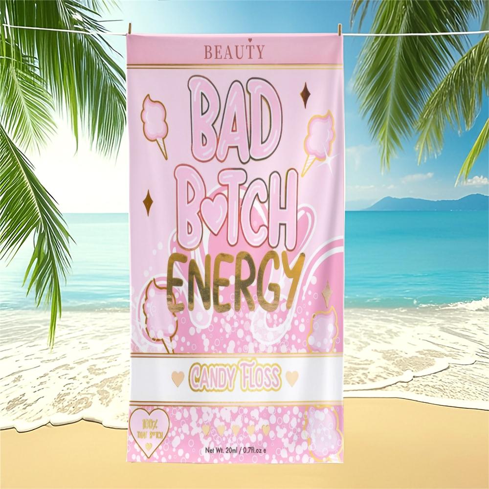 Bad B*tch Energy Beach Towel, Oversized Cute Print Pool Towel, Quick Dry Sand Free Camping Towel, Soft Absorbent Bath Towel Blanket, Summer Beach Pool Essential, Perfect Travel Gift