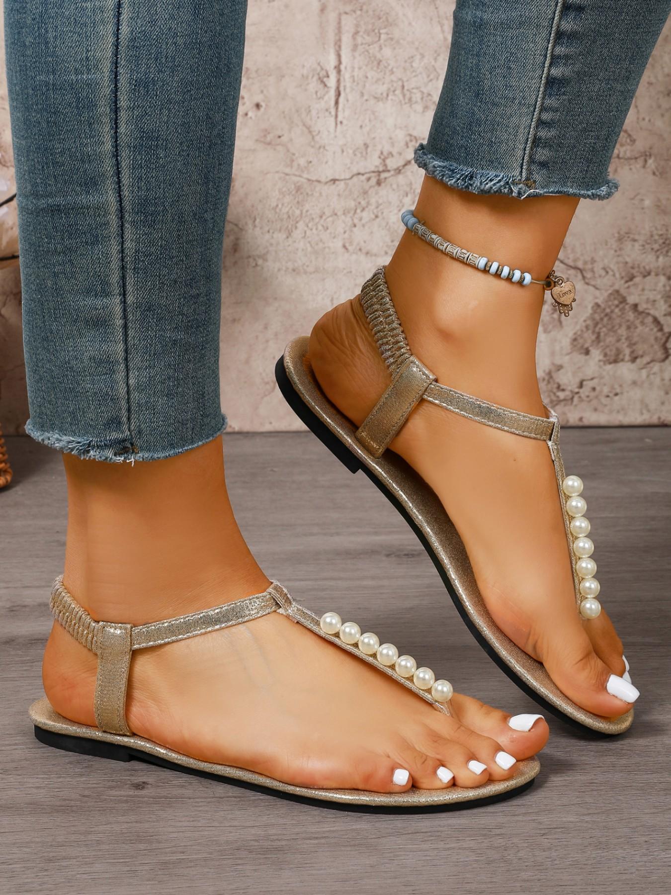 Women's Summer Sandals, Open Toe Beach Flip Flops, Fashion Roman Style, Breathable Flat Shoes, Casual Outdoor Footwear