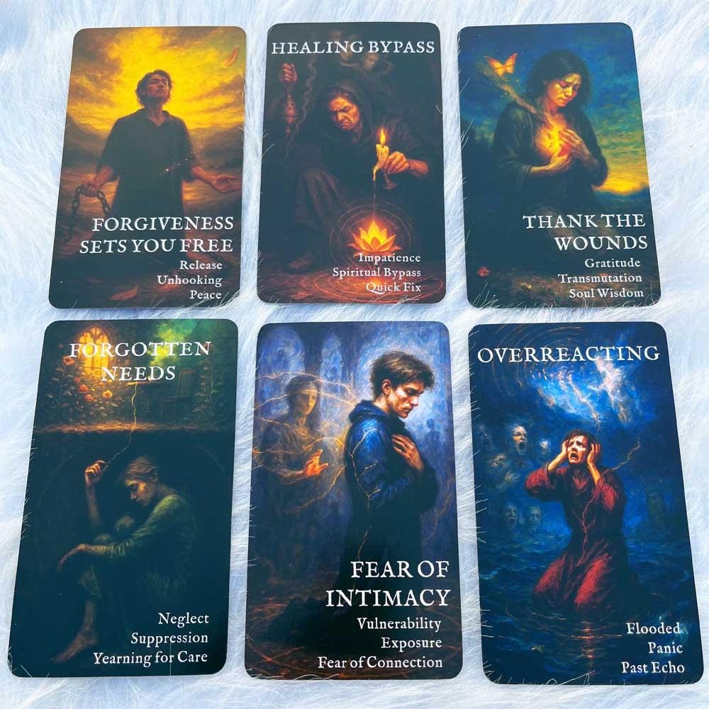 54 Tarot Cards Set, Tarot Card Decks, 13x8cm Reflective Moon Shadow Work Oracle Cards, Self-Discovery Emotional Perception Game, Spiritual Guidance Tool