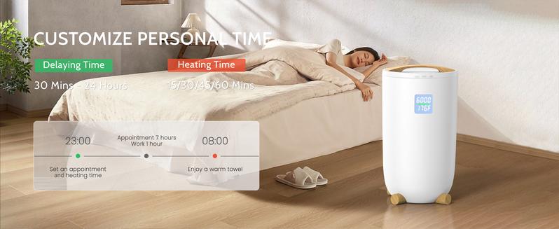 Keenray Towel Warmer for Bathroom, Luxury Towel Warmer Bucket with Timer, LED Display for Time and Temperature, Delay Time Up to 24 Hours, Child Lock, Hot Towel Heater, Gifts for Mom,Dad,Him,Her, Grey