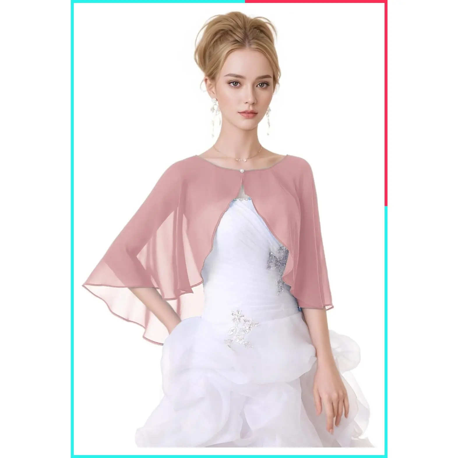 Women's Elegant Chiffon Shawl Wrap Shrug for Evening Dresses Wedding Guest Cape Bolero Cover-Up Scarf