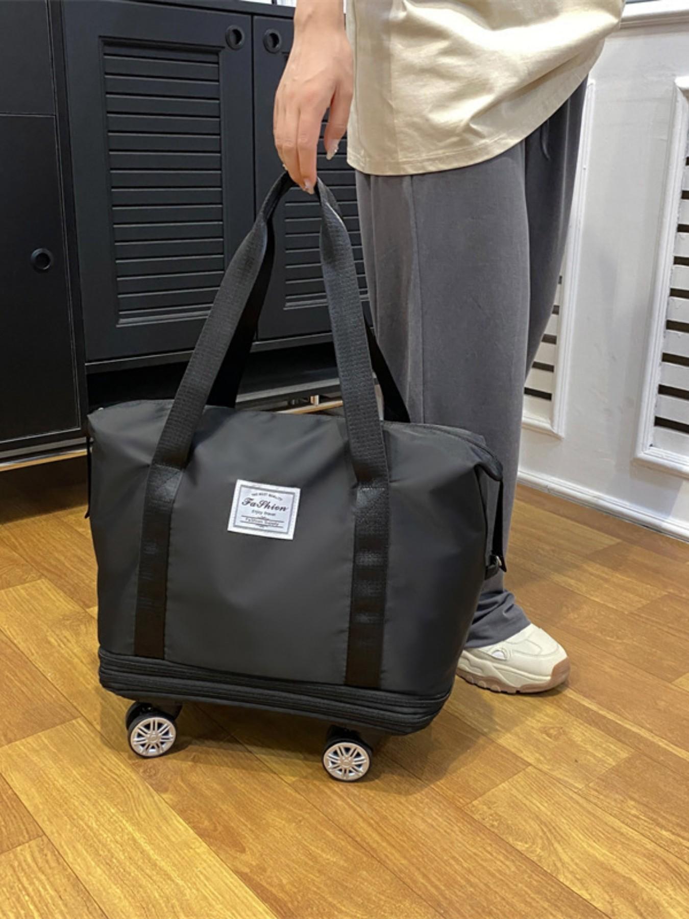 Large Capacity Travel Bag with Wheels, Student Business Trip Organizer, Waterproof Dry Wet Separation, Expandable Luggage Bag