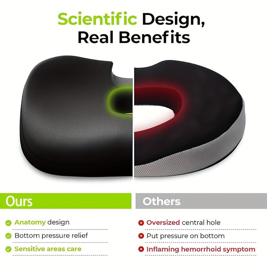 Innovative Donut Pillow Hemorrhoid Scientific Center Hole Tailbone Cutout, Donut Seat Cushion for Tailbone, Sciatic Nerve Pain, Post-Surgery Sitting