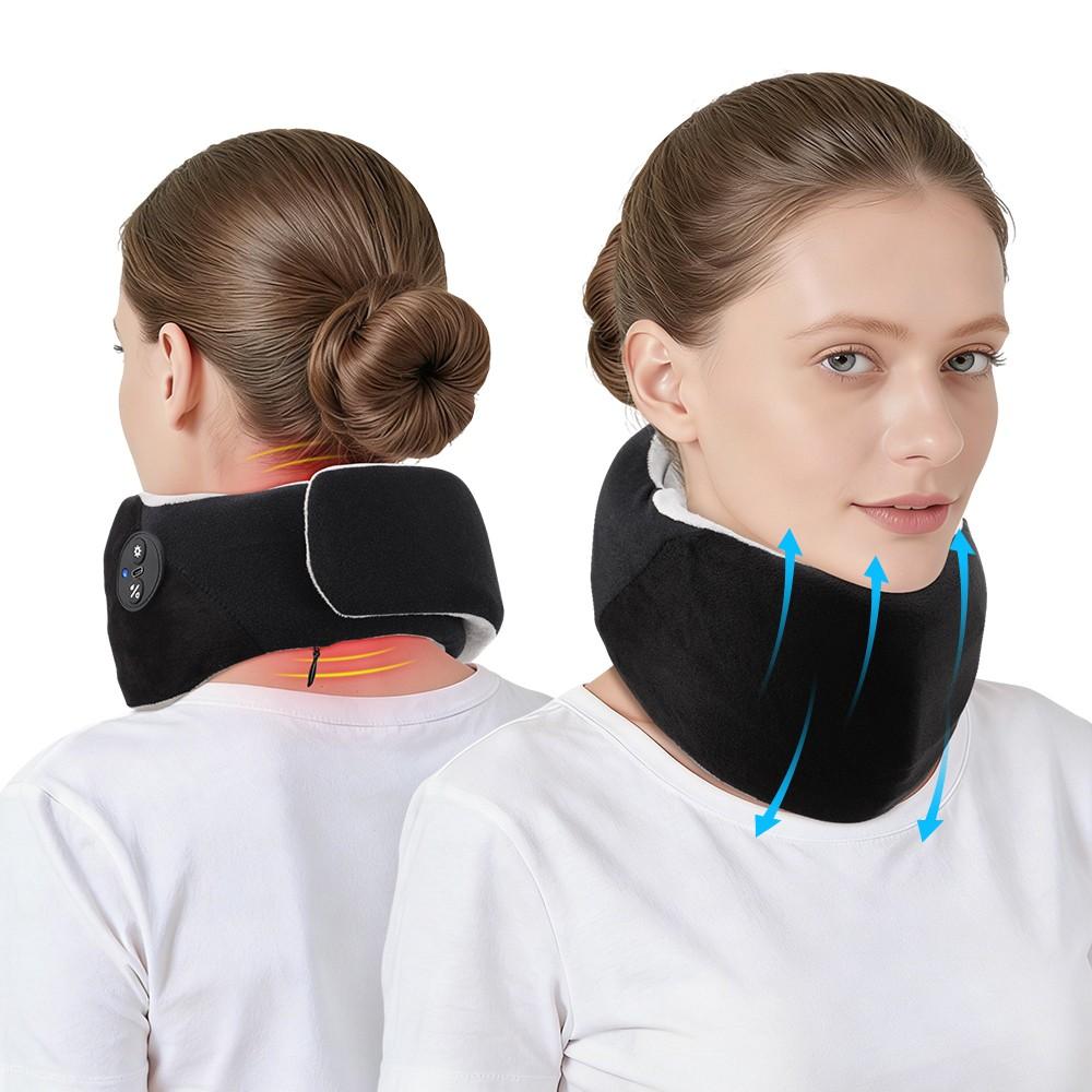Heated Inflatable Neck Massager Adjustable Support Breathable Fabric Office Travel Relax Festival Gift