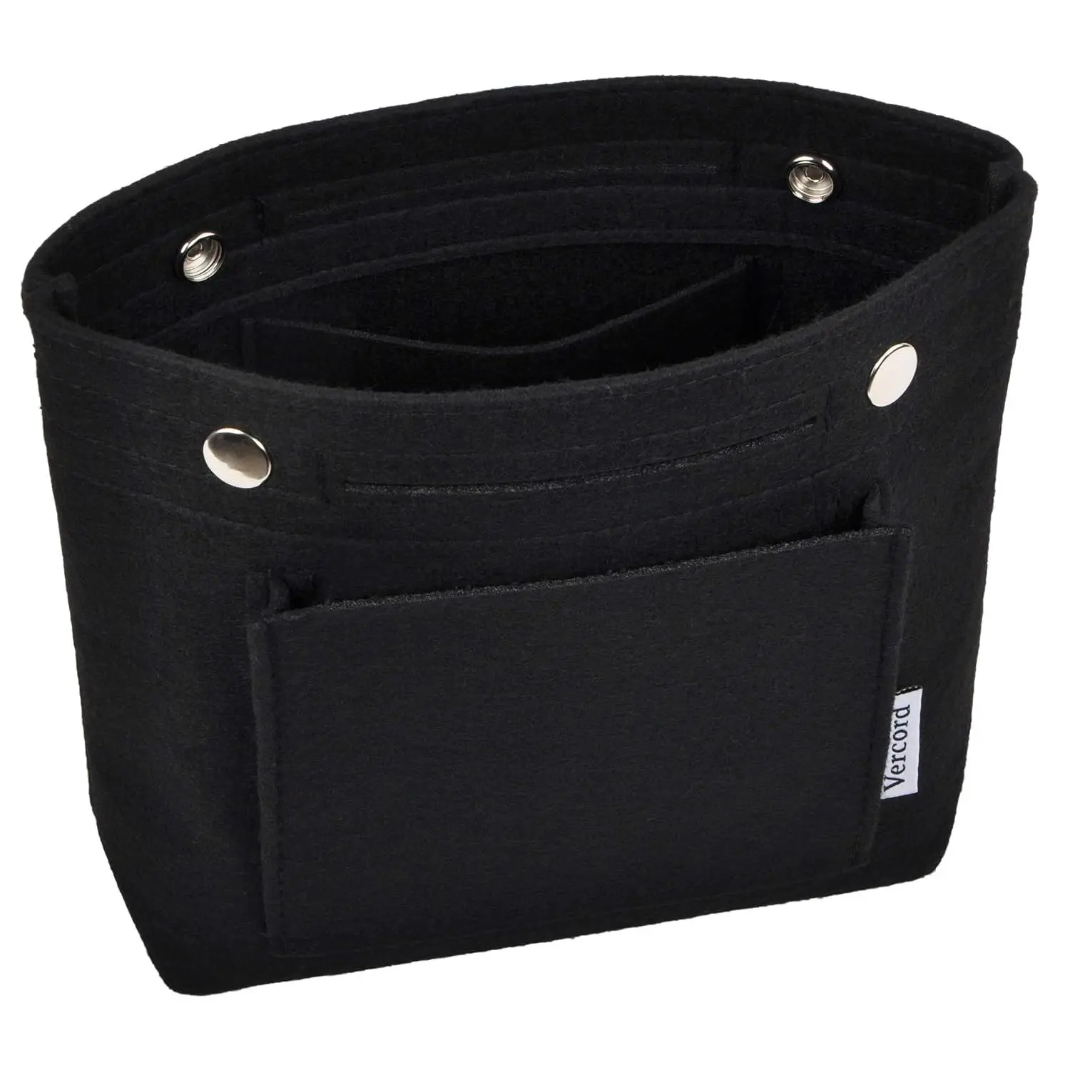 Mini Slim Small Felt Purse Organizer Insert Inside Handbag Tote Pocketbook for Women Black