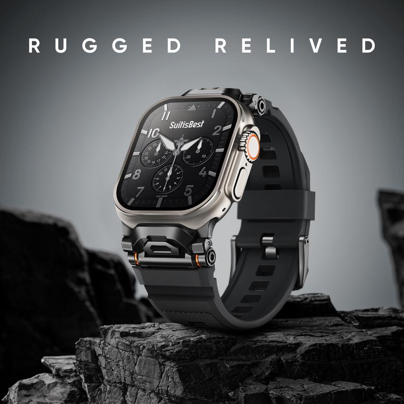 Rugged Sport Band Compatible for Apple Watch Ultra 3 2 Band 49mm 46mm 45mm 44mm 42mm, Silicone Sport Strap for iWatch Series 11 10 9 8 7 6 5 4 3 SE