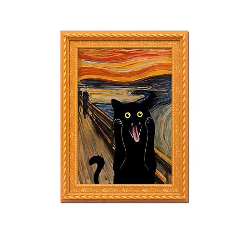 1pc/2pcs Cat Refrigerator Magnet-Cat Series, Screaming Kittens, Orange Cats and Black Cats, Durable Bamboo Materials, Perfect Home and Office Decoration, Holiday Gifts, Kitchen Accessories, Kitten Magnetic Refrigerator Stickers, Wooden Retro Refrigerator