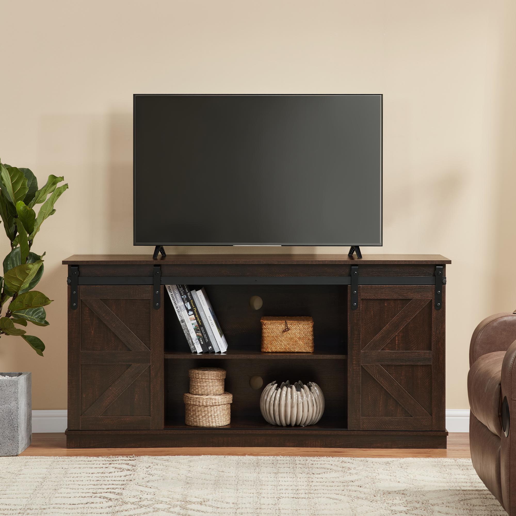 【TikTokShopBlackFriday】【Clearance】58" Farmhouse TV Stand and Entertainment Center for 65 Inch TVs, Rustic Media Console with Sliding Barn Doors, Storage Cabinets and Cable Management for Living Room Bedroom