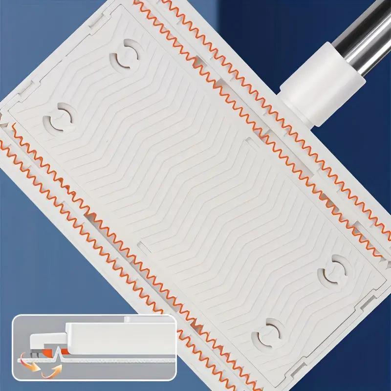 Automatic Mop System with 5 Replacement Pads, Single Click Fabric Change, Space-Saving Design, Compatible with Standard Cleaning Fabrics, Flat Mops