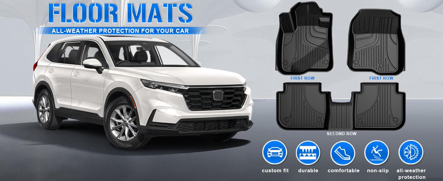 Floor Mats & Cargo Liner Set for Honda CRV CR-V 2012-2016 LX, SE & EX (Not Fit EX-L & Touring Models)| All-Weather Protection Floor Liners (1st & 2nd Row) + Trunk Mat | Black Full Set CRV Accessories