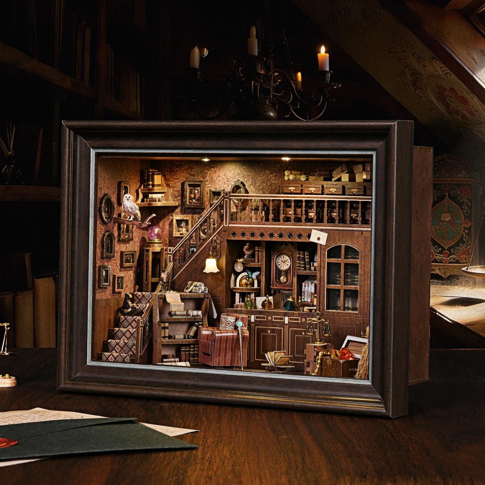 Secret Attic book nook side view with bookshelf integration