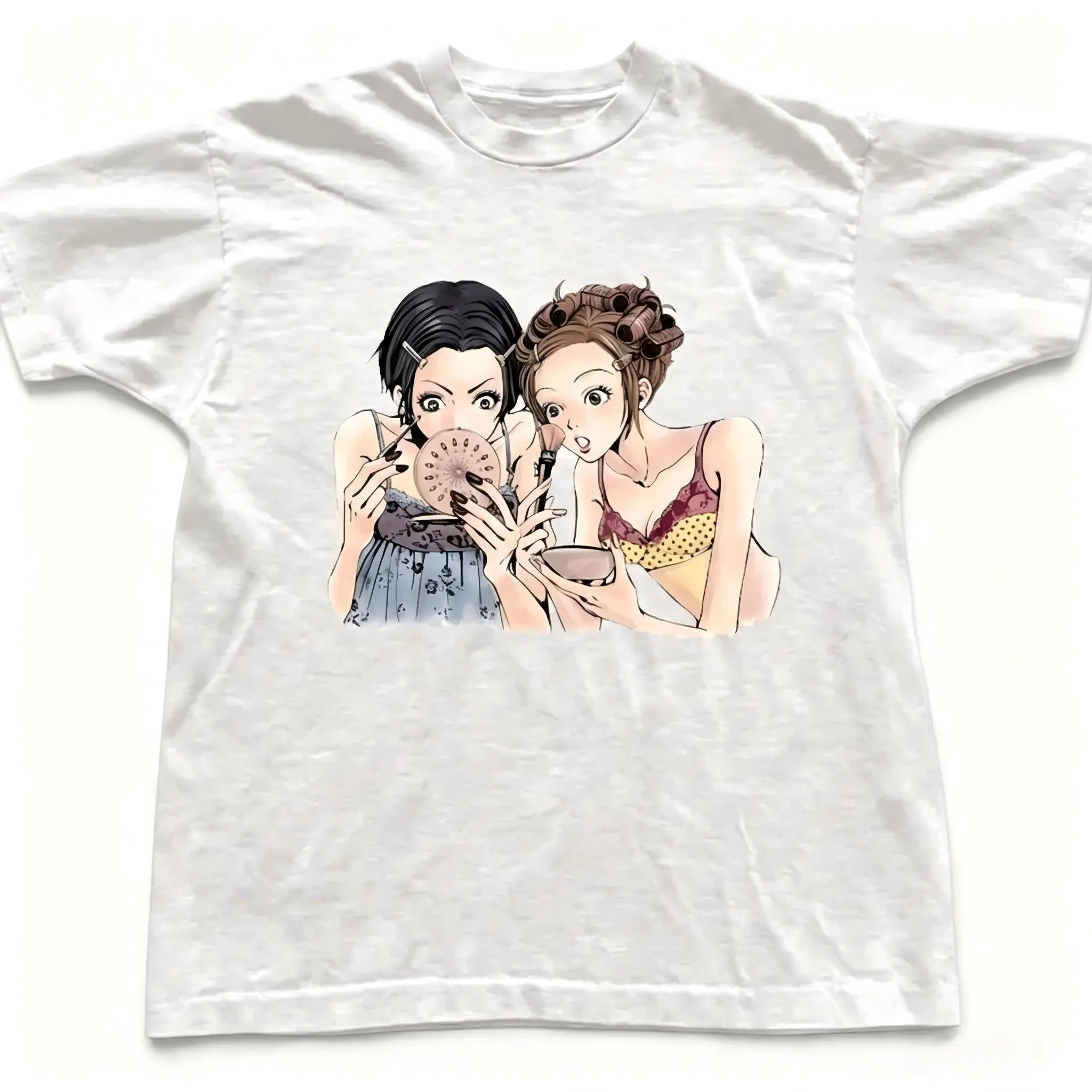 Nana And Hachi Retro Anime T-Shirt Vintage Unisex Cotton Crewneck Tee Printed Design Menswear Womenswear Streetwear Top Casual Summer Shortsleeve Fitted Tshirt Tropical