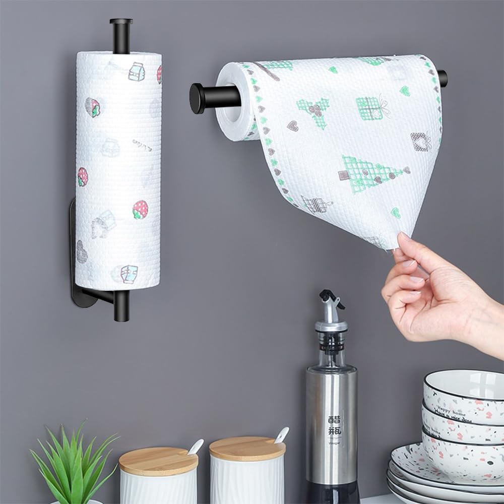 Stainless Steel Paper Holder - 13.2In Rust-Resistant Modern Under Cabinet Wall Mount, Self-Adhesive or Drilling Installation, Indoor Use for Kitchen, Laundry Room Stainless Steel Paper Holder - 13.2In Rust-Resistant Modern Under Cabinet Wall Mount, Self-Adhesive or Drilling Installation, Indoor Use for Kitchen, Laundry Room