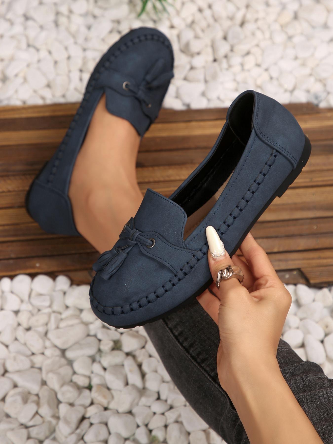 New Large Size Women's Casual Retro Slip-on PU Leather Loafers, Round Toe Flats for All Seasons, Comfortable Fashion Shoes for Daily Wear
