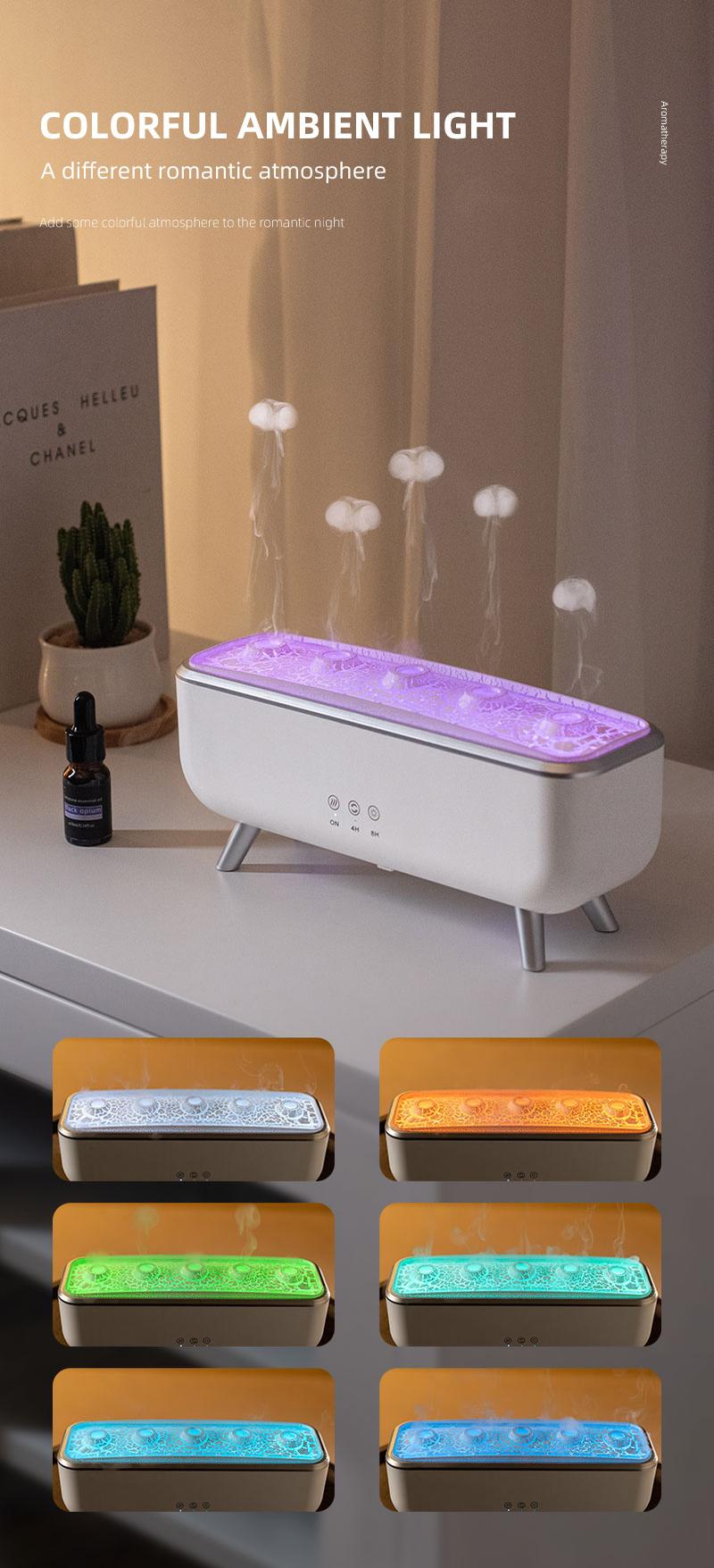 New Seven-Color Jellyfish Sound Scent Diffuser Desktop Humidifier, High Mist Automatic Spray Home Silent Atmosphere, Air Freshener Machine