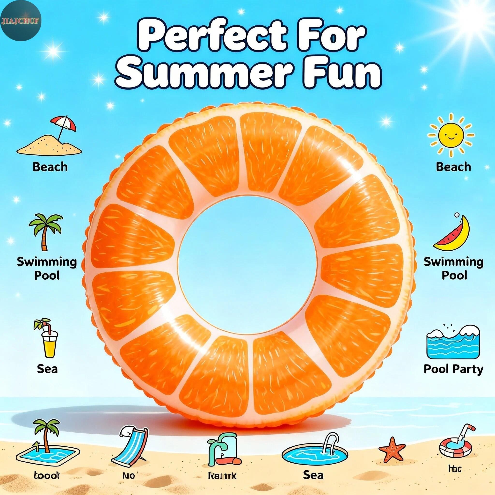 Vibrant Slice Inflatable Pool Float, Transparent Buoyancy Swim Ring for Summer Beach Photos, Kids & Teens Fun Swimming Tube, Portable Water Party Toy