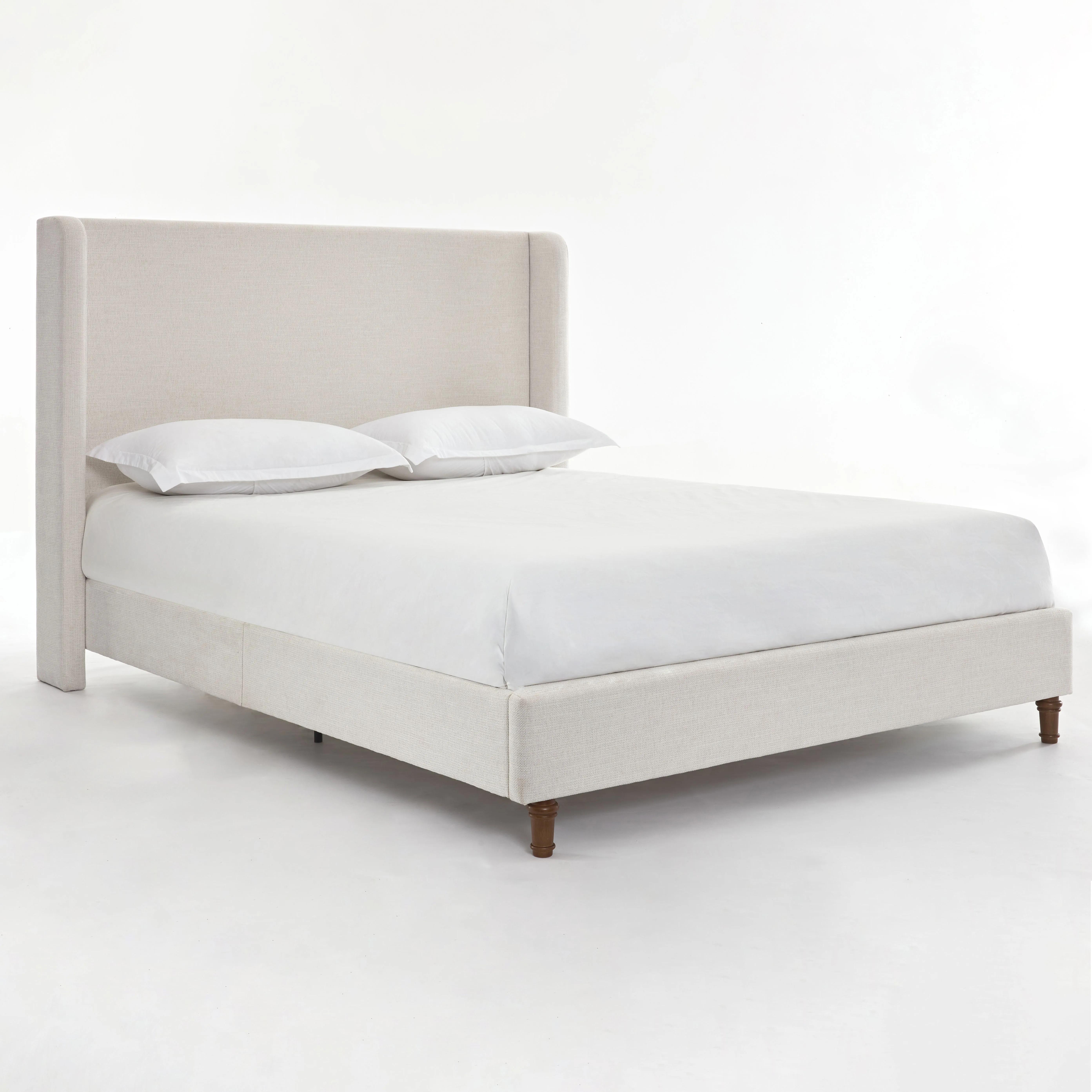 King Size Adjustable Upholstered Woven Fabric Metal Bed Frame with Framed 54" Tall Curved Wings Headboard - Minimalist Decluttering Design, Silent Structure, Durable Build, No Box Spring Needed, Assembly Required, No Fire Safety Label for Modern Bedroom,, King Size Adjustable Upholstered Woven Fabric Metal Bed Frame with Framed 54" Tall Curved Wings Headboard - Minimalist Decluttering Design, Silent Structure, Durable Build, No Box Spring Needed, Assembly Required, No Fire Safety Label for Modern Bedroom,,