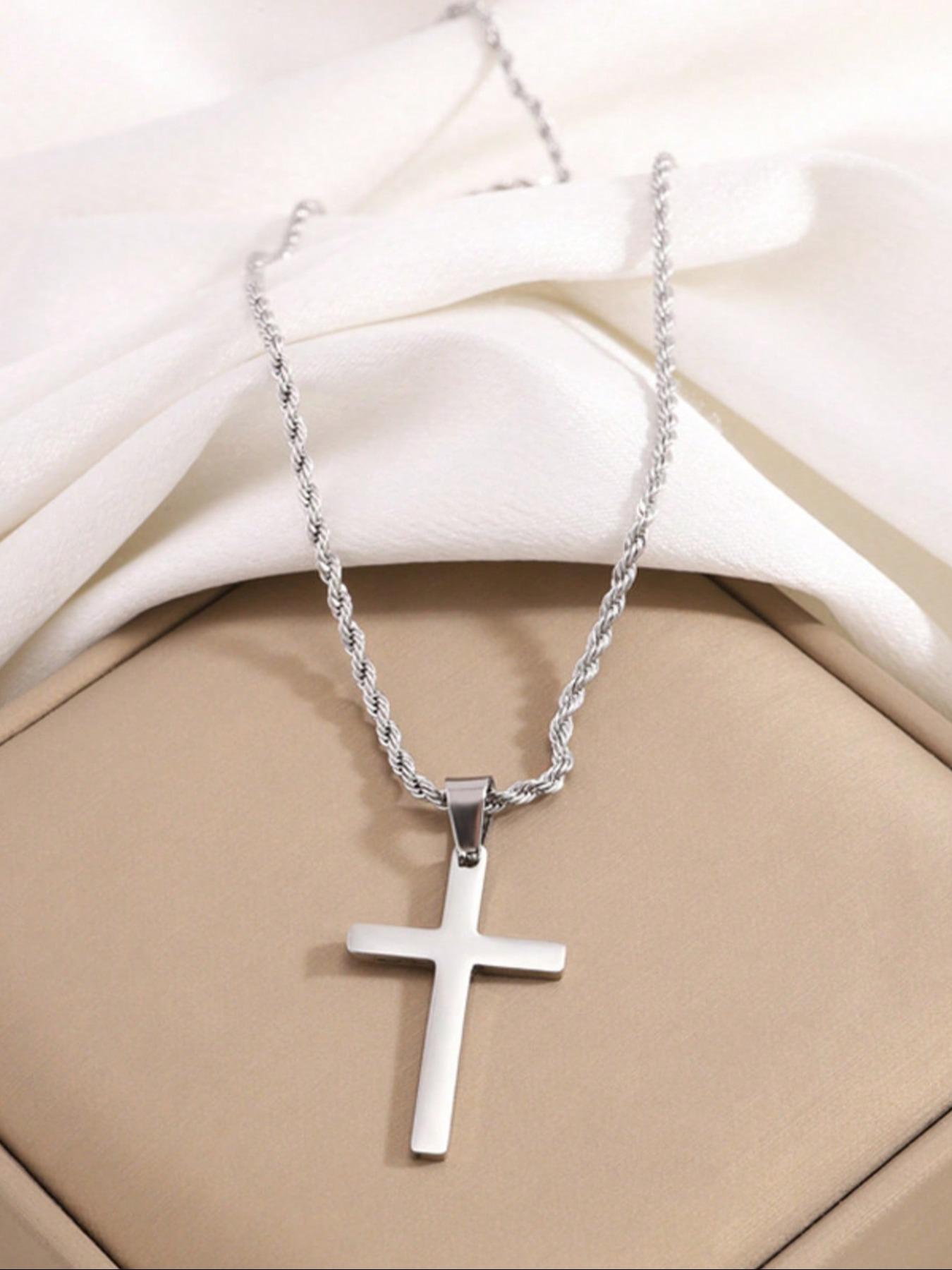 Classic Retro Design Cross Chain Design Stainless Steel Cross Pendant Necklace, Fashion Jewelry for Party, Daily Clothing Decor, Trendy All-match & Exquisite Jewelry for Birthday Gift