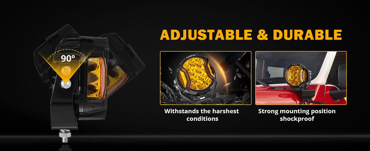 AUXBEAM V-ULTRA Series 5 Inch 172W LED Side Shooter Pod Lights with Amber DRL & IP68 Waterproof for Offroad Vehicles AUXBEAM V-ULTRA Series 5 Inch 172W LED Side Shooter Pod Lights with Amber DRL & IP68 Waterproof for Offroad Vehicles