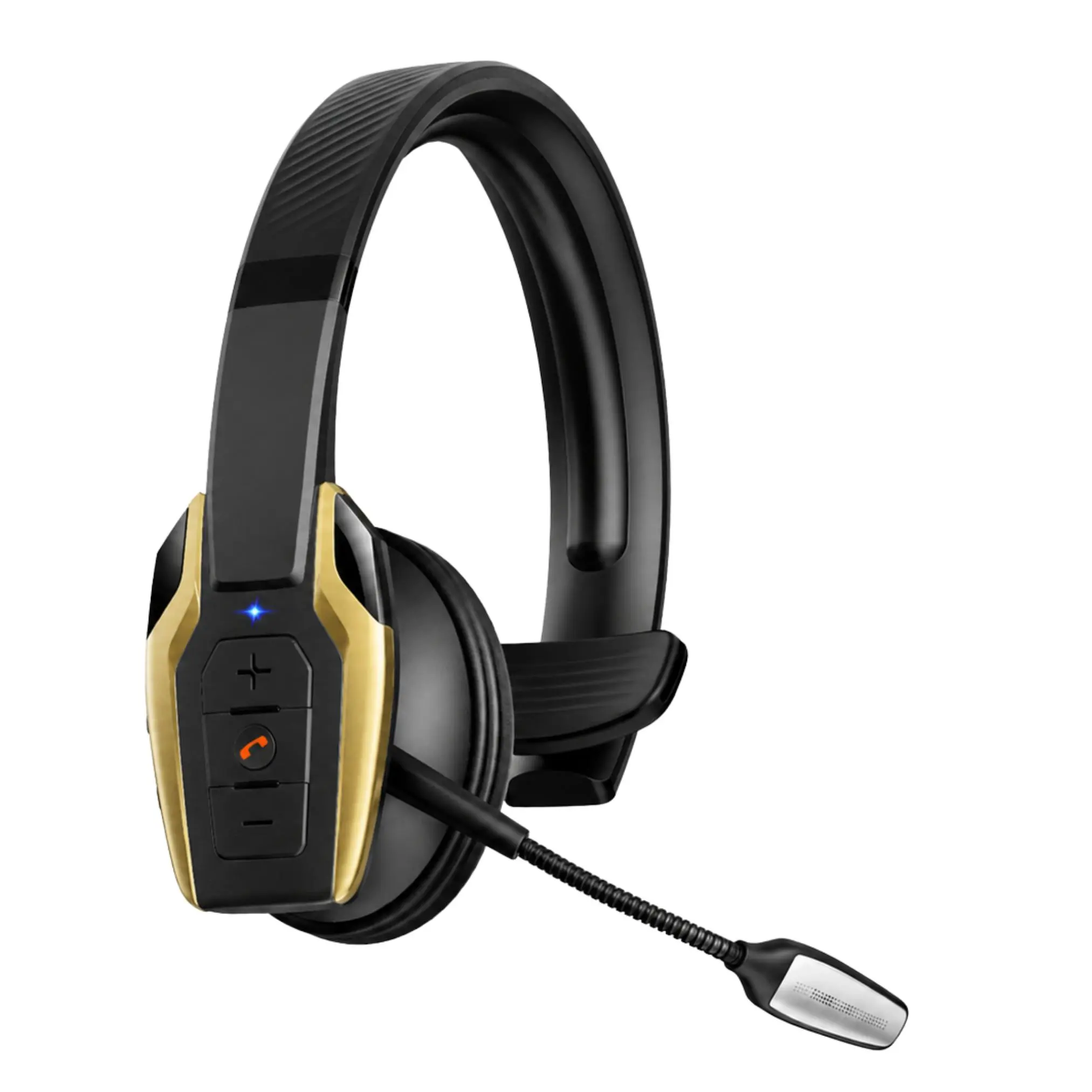 Gold Trucker Bluetooth Headset with Noise Canceling Mic, 58H Long Battery Life Wireless Headphones for Truck Drivers, Work Calls, Meetings & PC